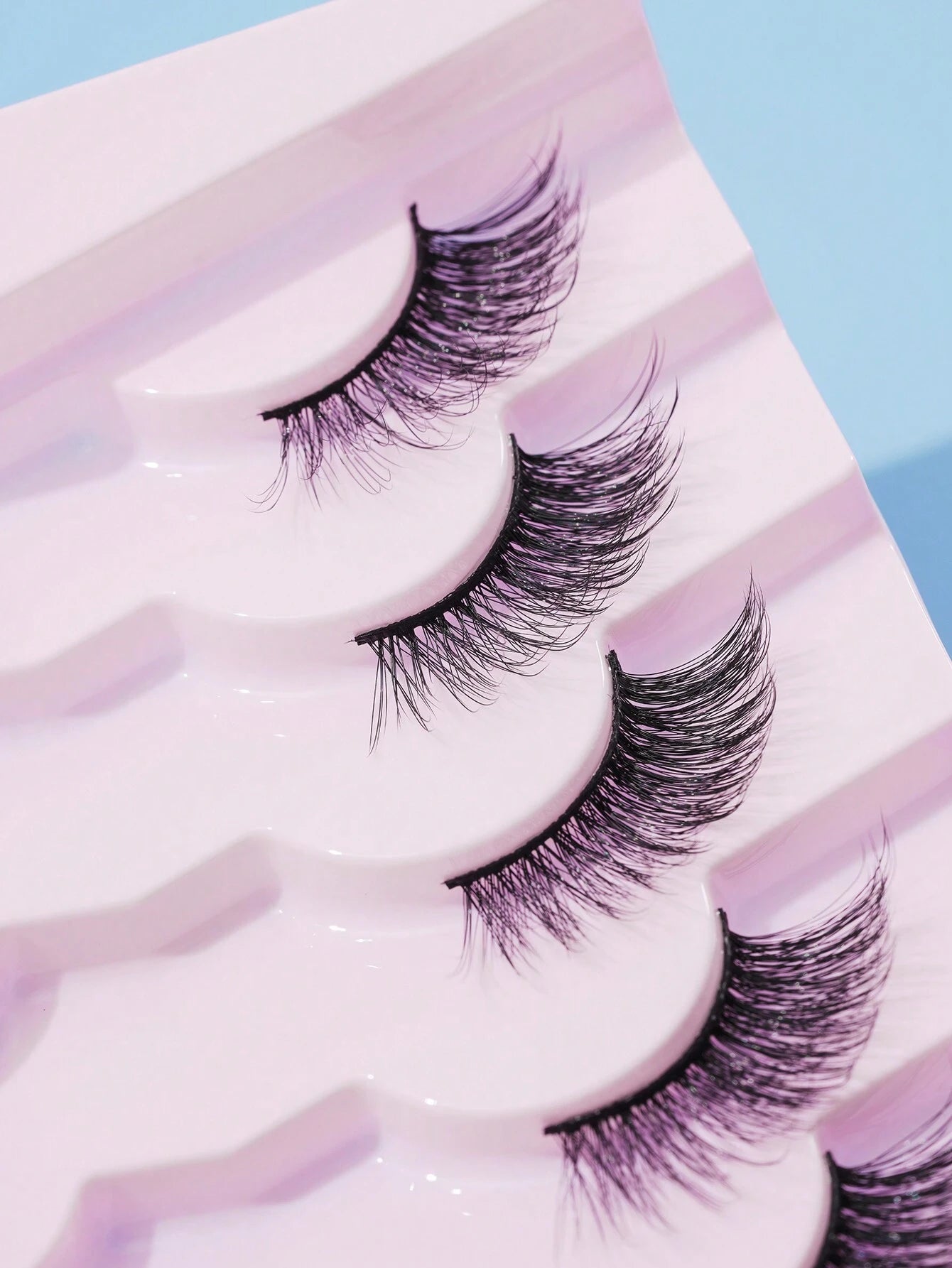 7Pairs/Set Natural Long 3D Crossed Transparent Stem False Eyelashes 5-13Mm