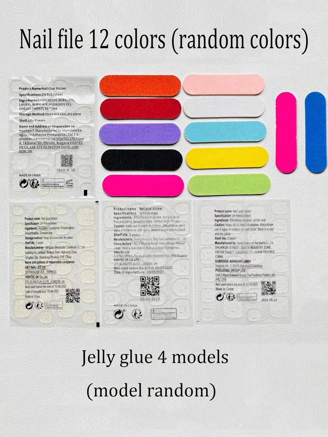 24Pcs Short Minimalist Solid Color False Nails Set for Nail Art Including Red Nails, 1Pc Jelly Glue and 1Pc Nail File