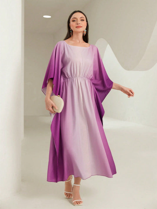 Najma Ombre Print Batwing Sleeve Dress