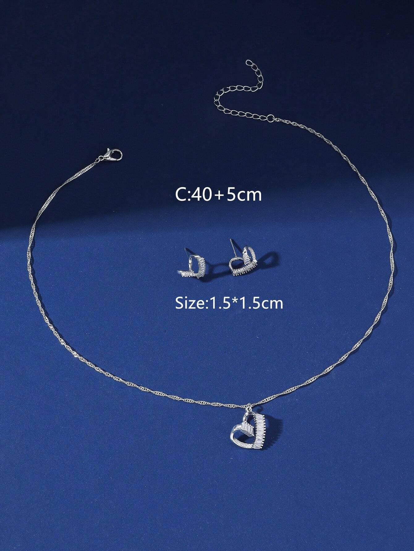3Pcs Rhinestone Circle Decor Jewelry Set