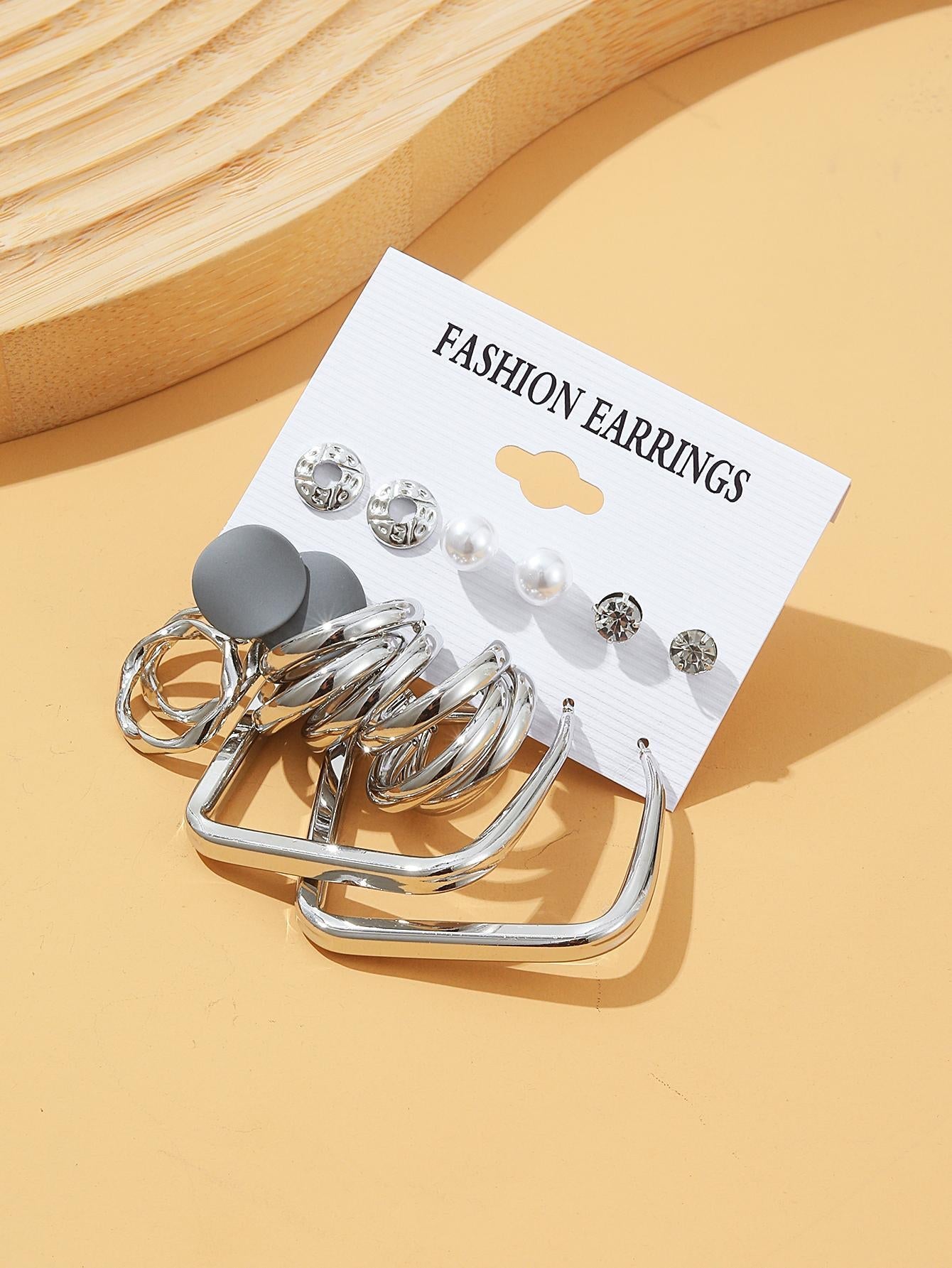 6Pairs Faux Pearl Decor Earrings