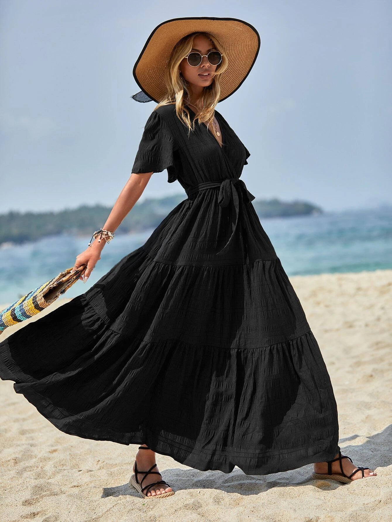 Clasi Bell Sleeve Belted A-Line Dress