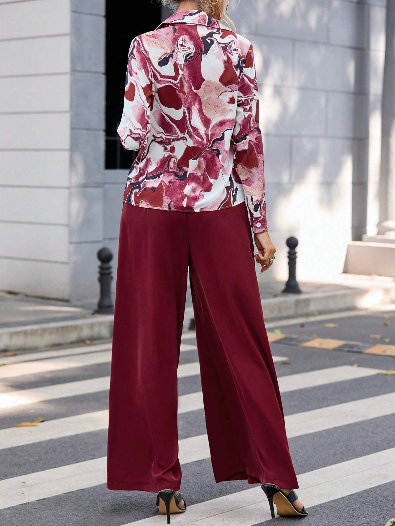 Privé Graphic Print Shirt & Wide Leg Pants