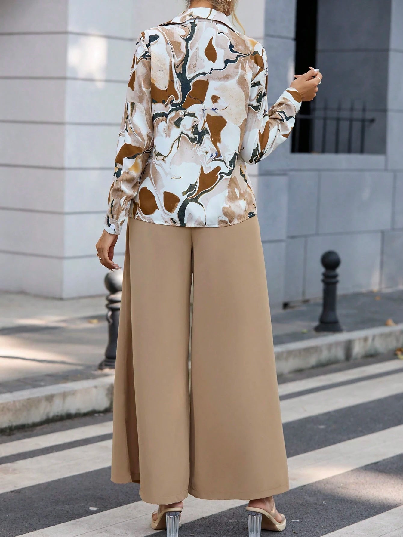 Privé Graphic Print Shirt & Wide Leg Pants