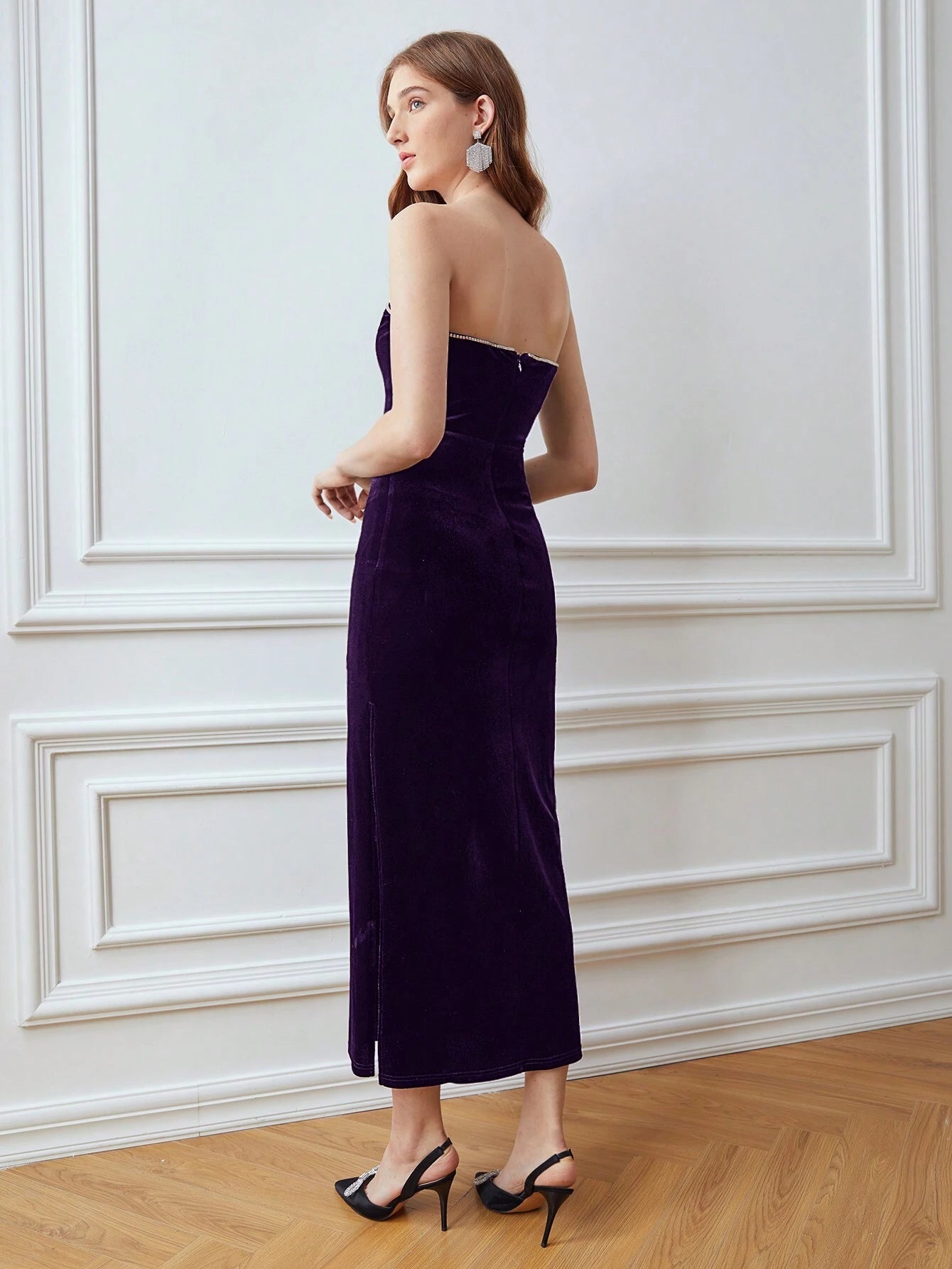 MOTF PREMIUM VELVET RHINESTONE FORMAL DRESS