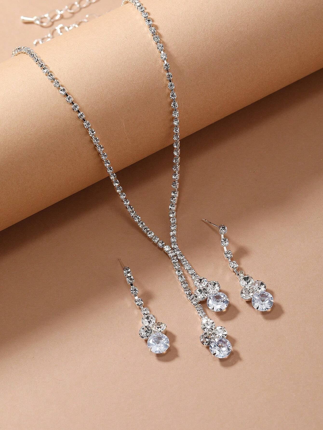3Pcs/Set Luxury Cubic Zirconia Decor Jewelry Set for Women for Party
