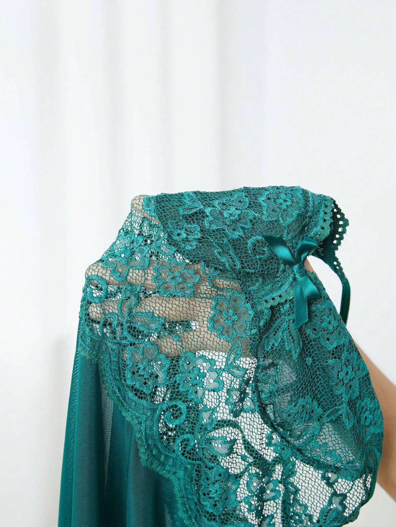 Contrast Lace Mesh Nightdress