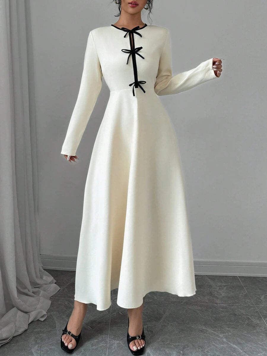 SHEIN Selianne فستان طويل بخصر فيونكة أنيق