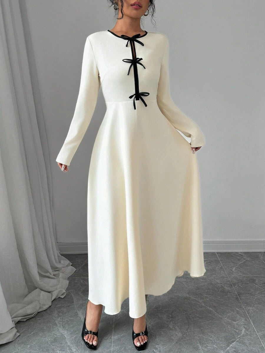 SHEIN Selianne فستان طويل بخصر فيونكة أنيق