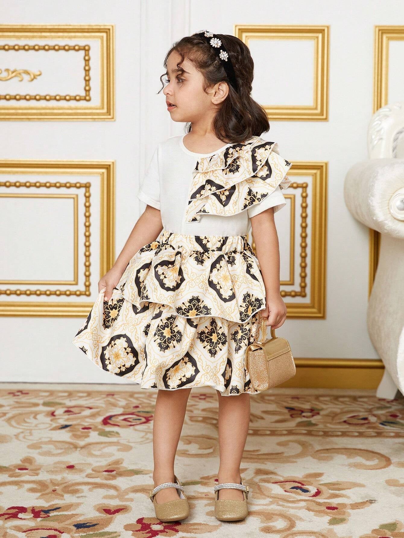 Young Girls' Elegant Vintage Palace Style 2Pcs Summer Outfit