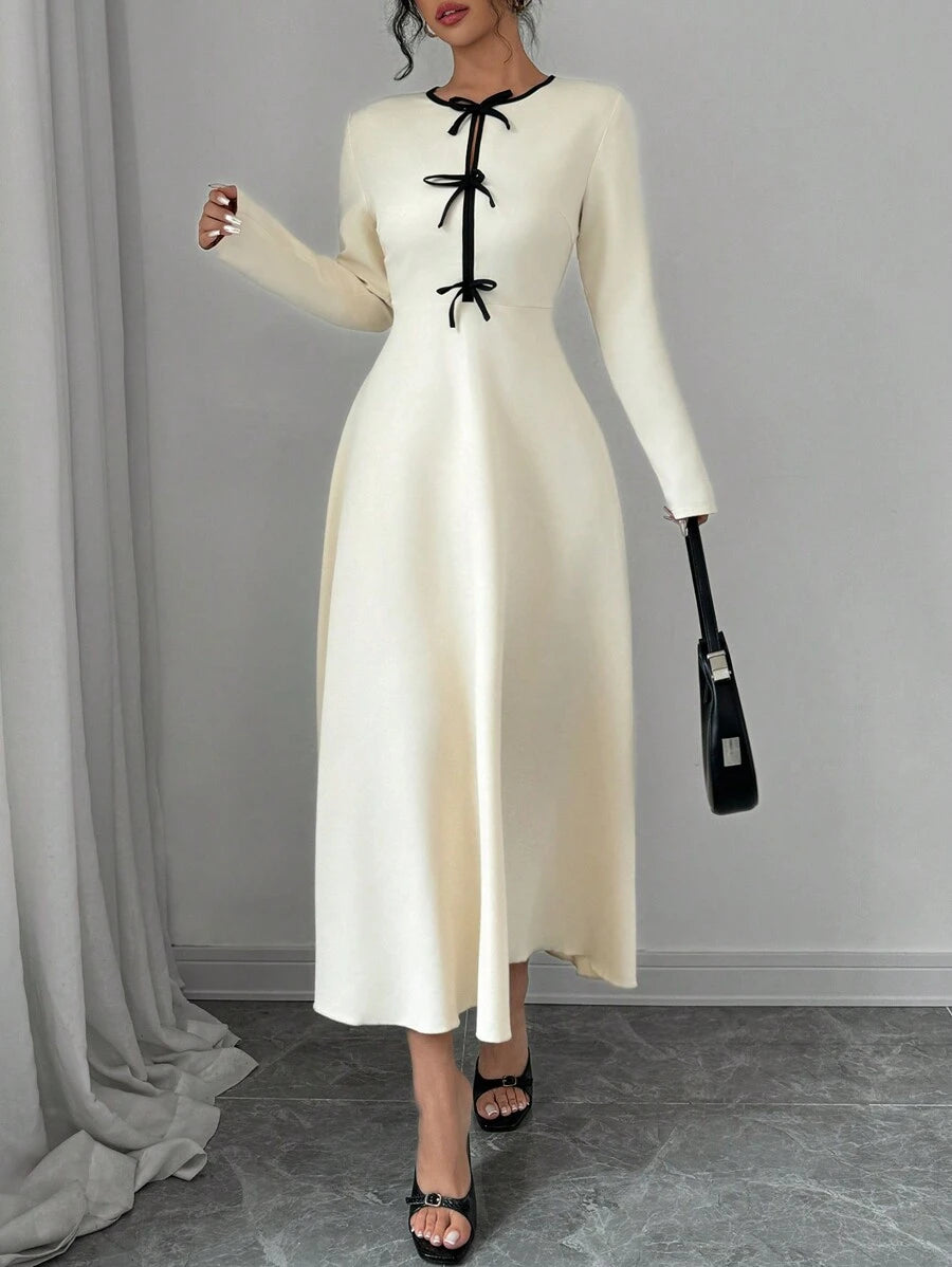 SHEIN Selianne فستان طويل بخصر فيونكة أنيق