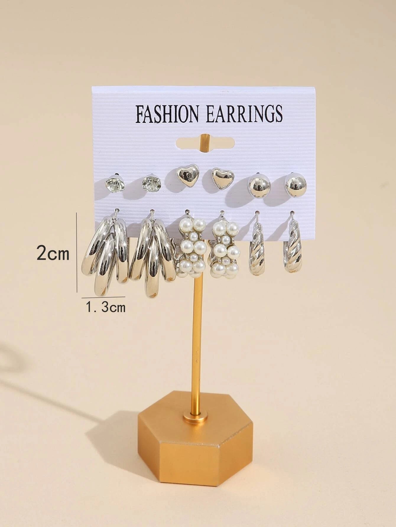 24Pcs Simple Rhinestone Faux Pearl Earrings with Metallic Geometric Design for Women, Perfect for Vacation, Dating, Gifts and Daily Wear
