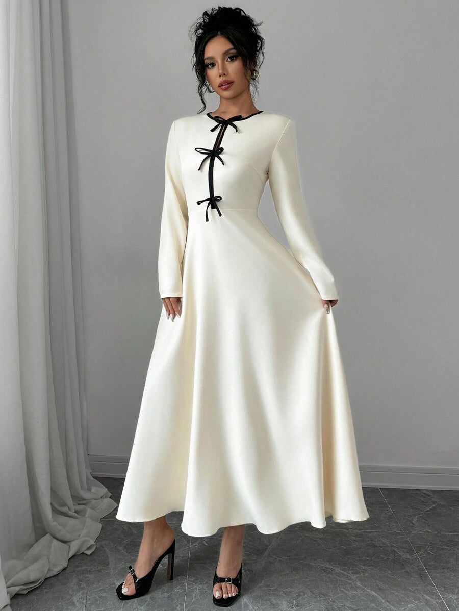 SHEIN Selianne فستان طويل بخصر فيونكة أنيق