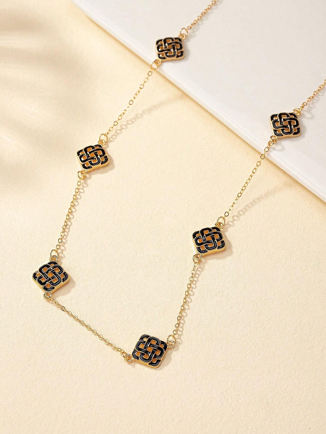1Pc Fashion Iron Alloy Geometric Decor Long Necklace for Women for Daily Life
