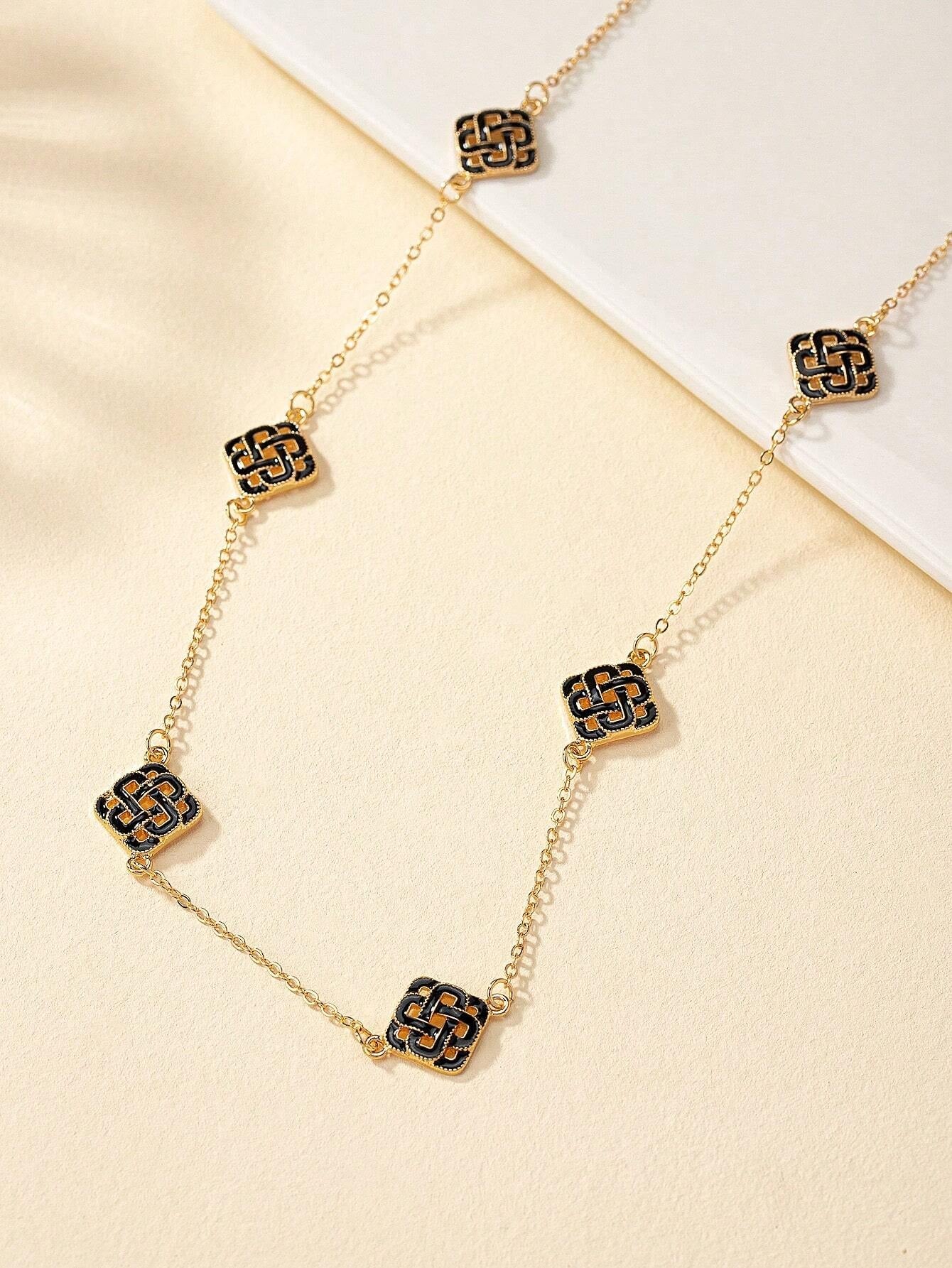 1Pc Fashion Iron Alloy Geometric Decor Long Necklace for Women for Daily Life