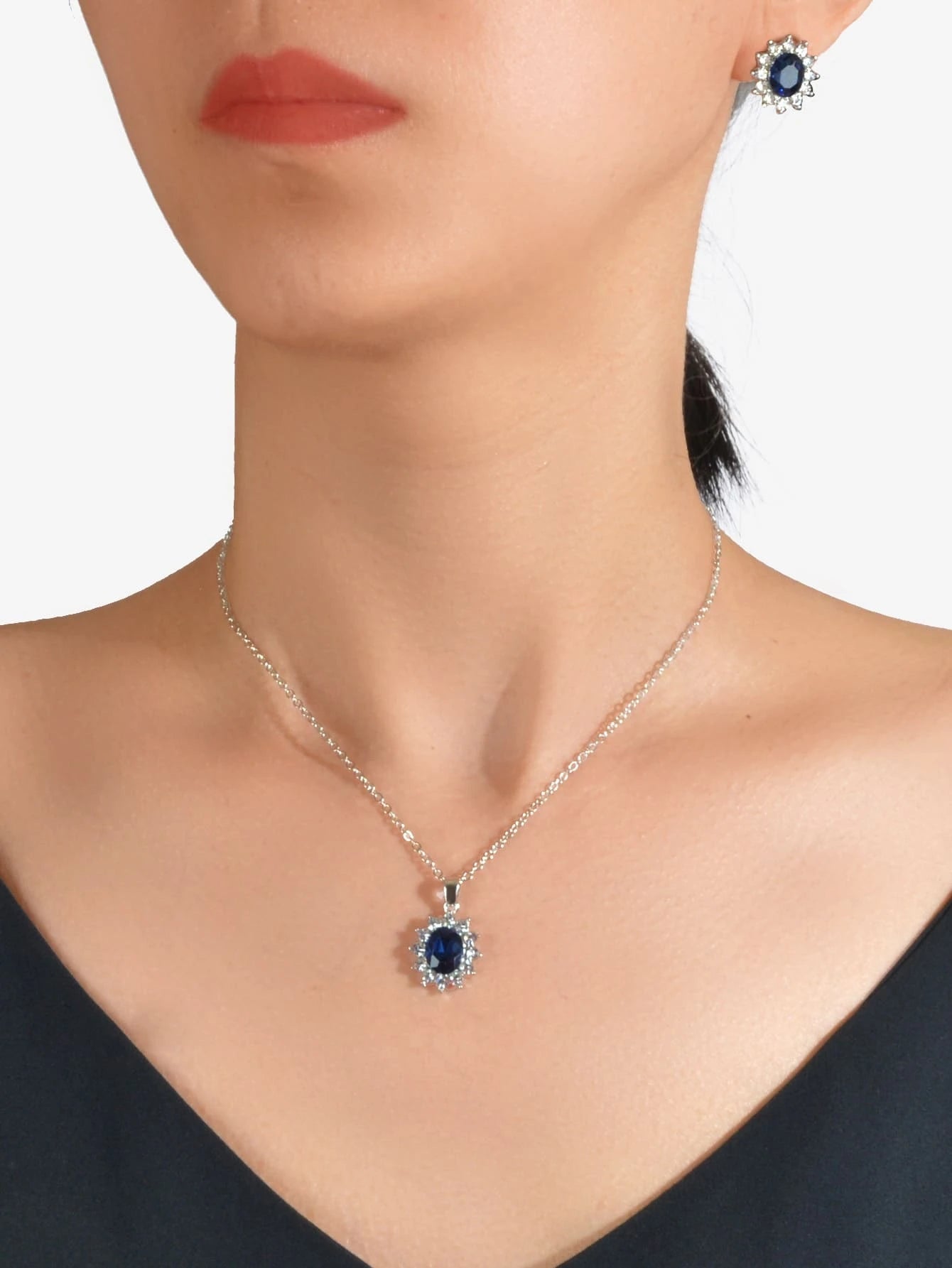 3Pcs/Set Glamorous Cubic Zirconia Water-Drop Decor Jewelry Set for Women for Daily Decoration