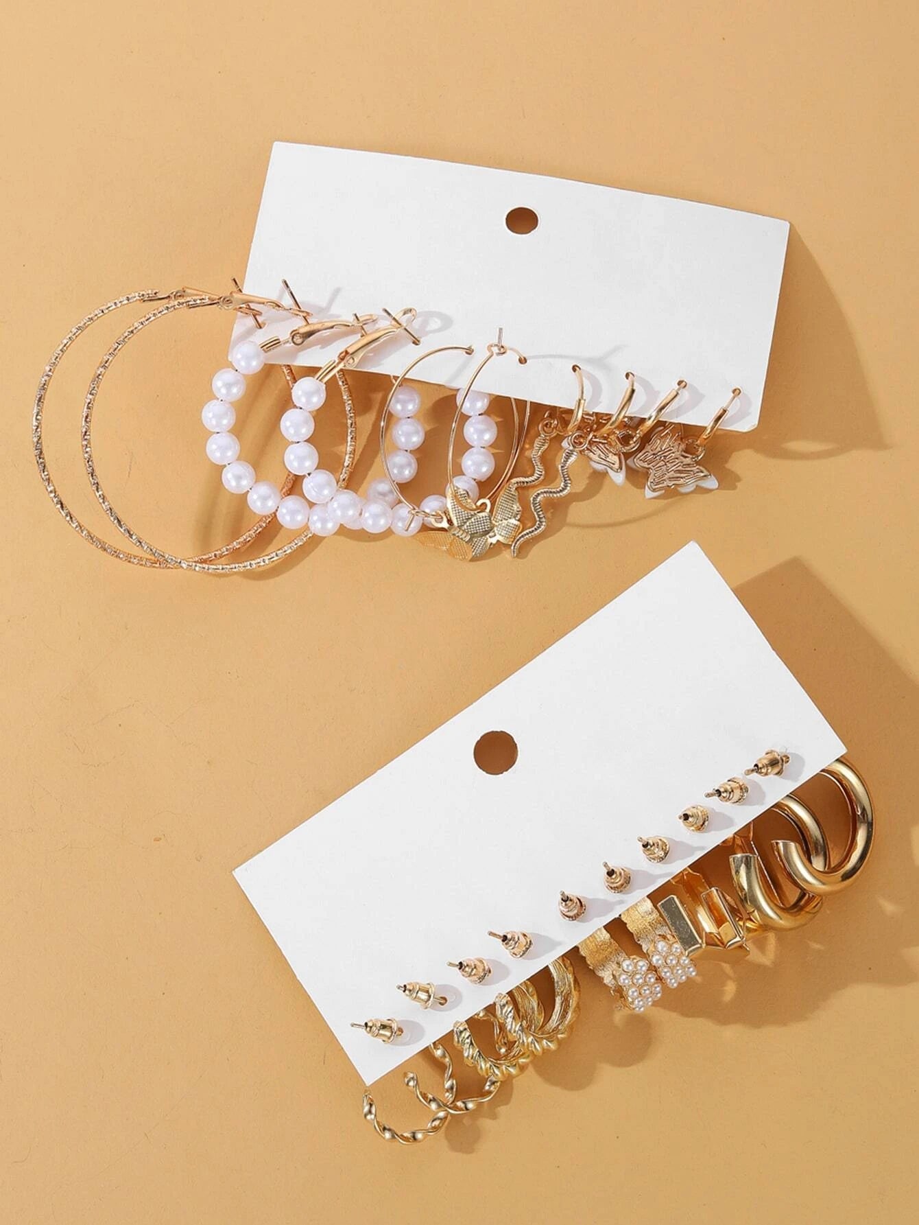 10Pairs Butterfly & Faux Pearl Decor Earrings