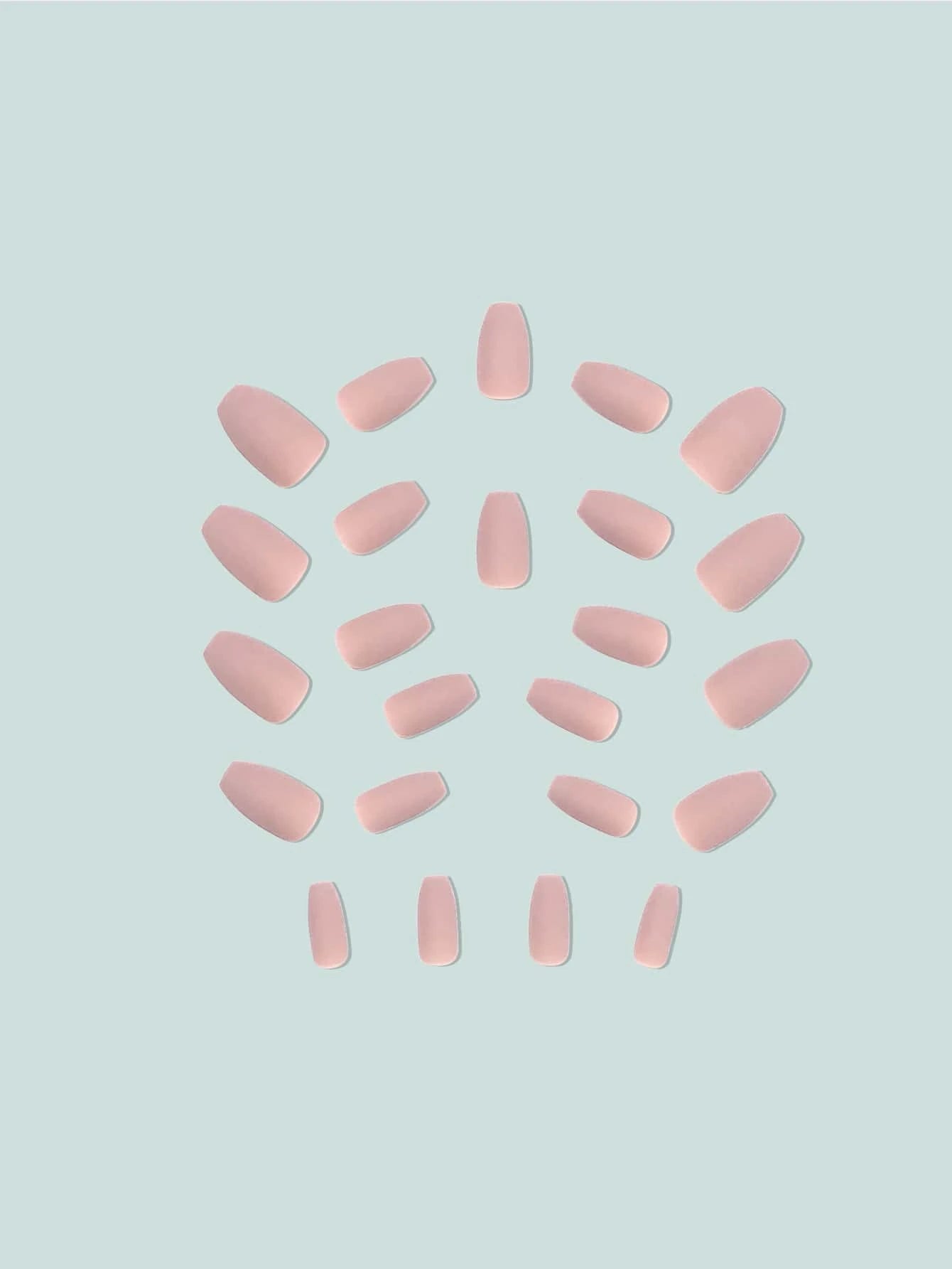 24Pcs/Set Medium Long Almond-Shaped Matte Solid Color Full Cover False Nails for Women and Girls