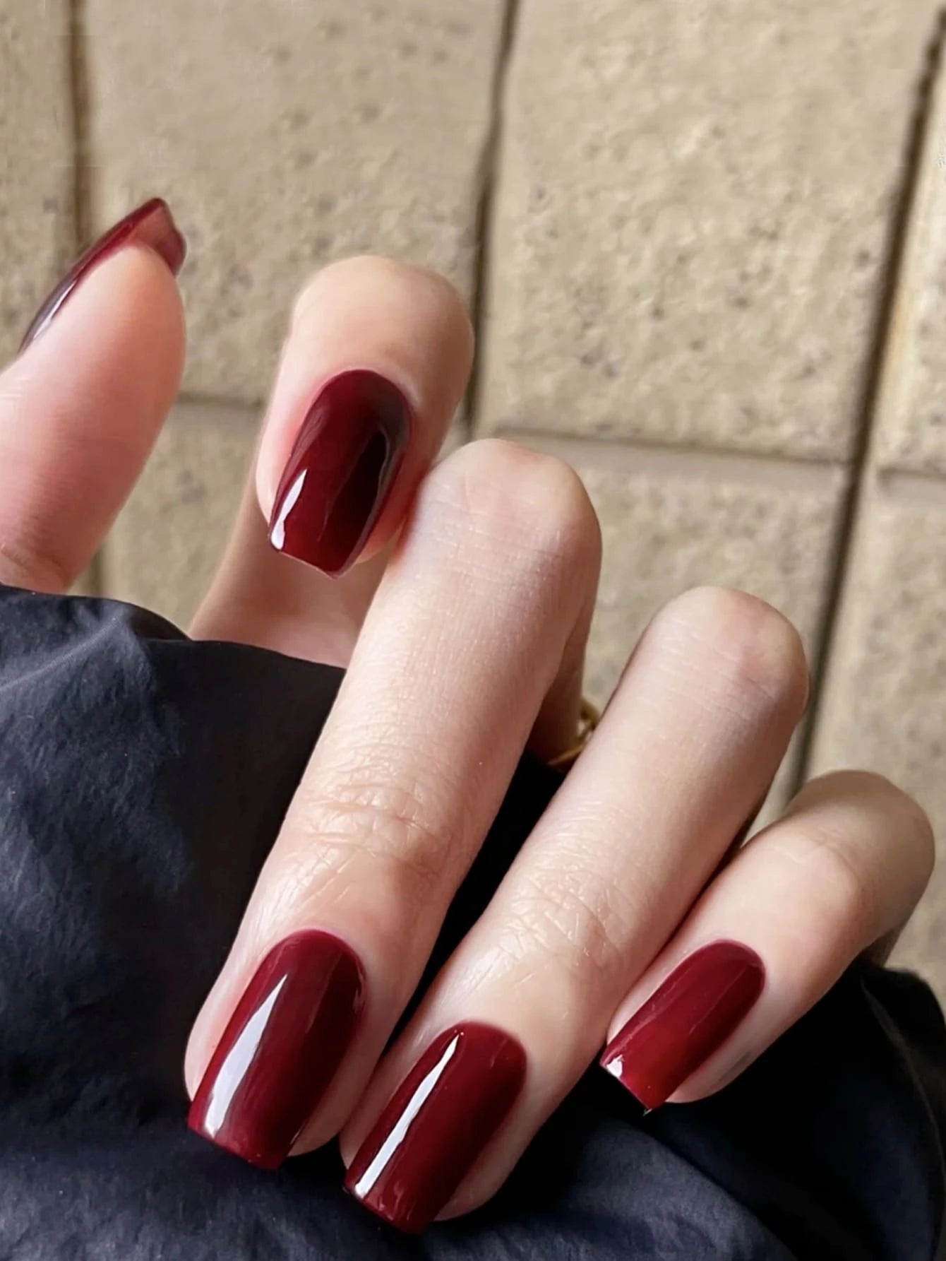 Transform Your Nails with 24Pcs Short Square Burgundy Glossy Solid Fake Nail & 1Sheet Tape & 1Pc Nail File