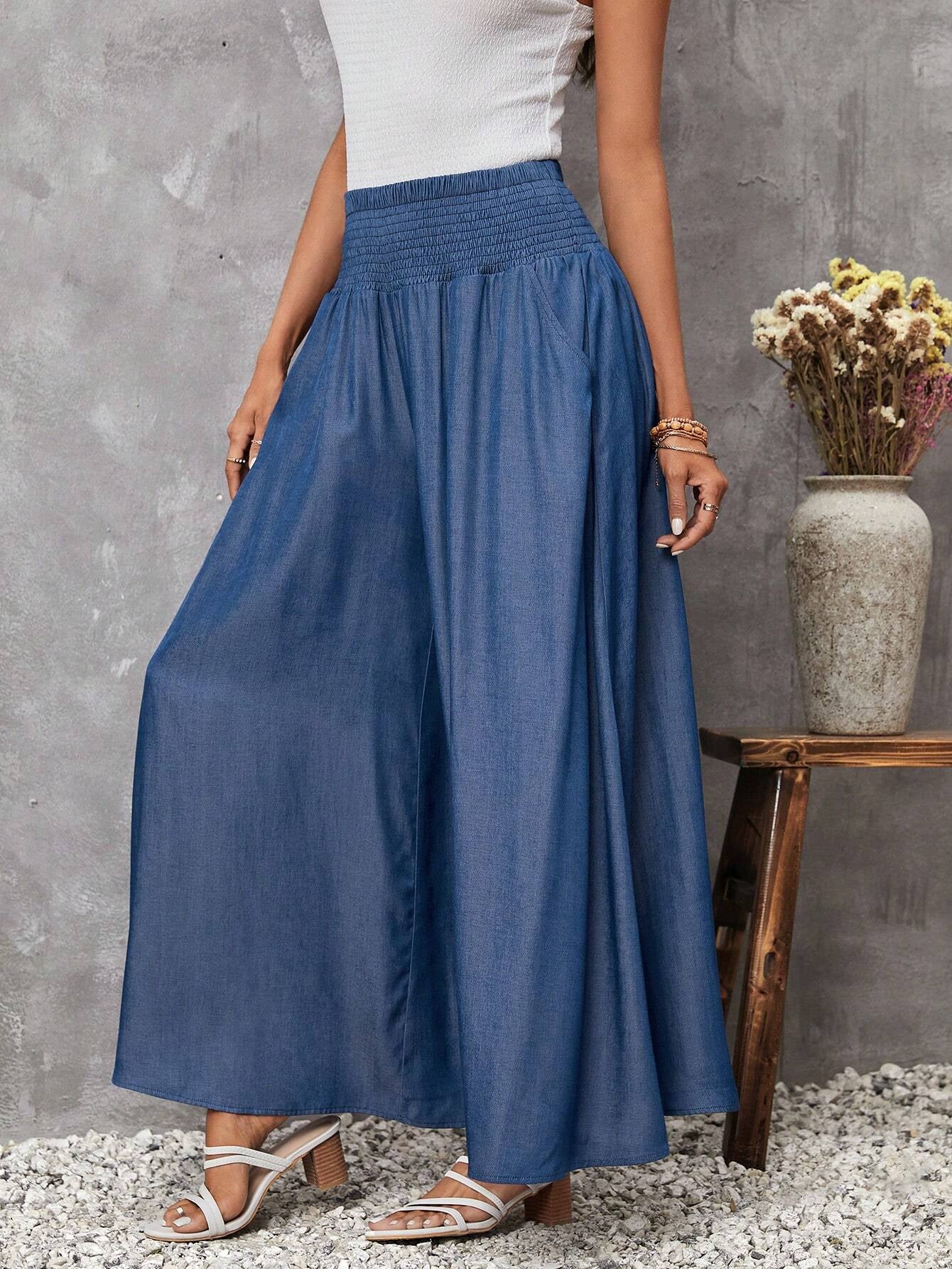 LUNE Solid Wide Leg Pants