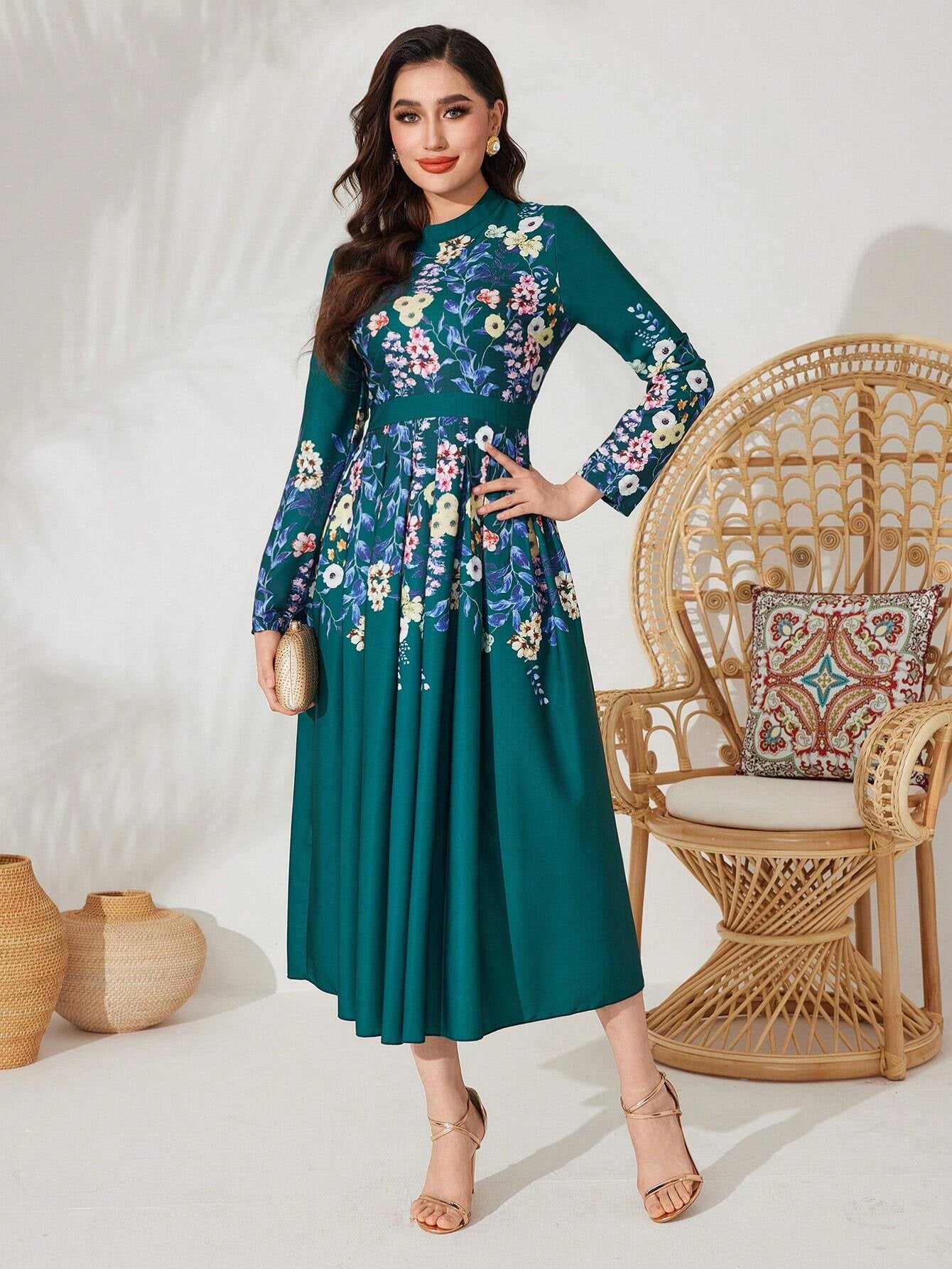 Mulvari Floral Print Long Sleeve Dress