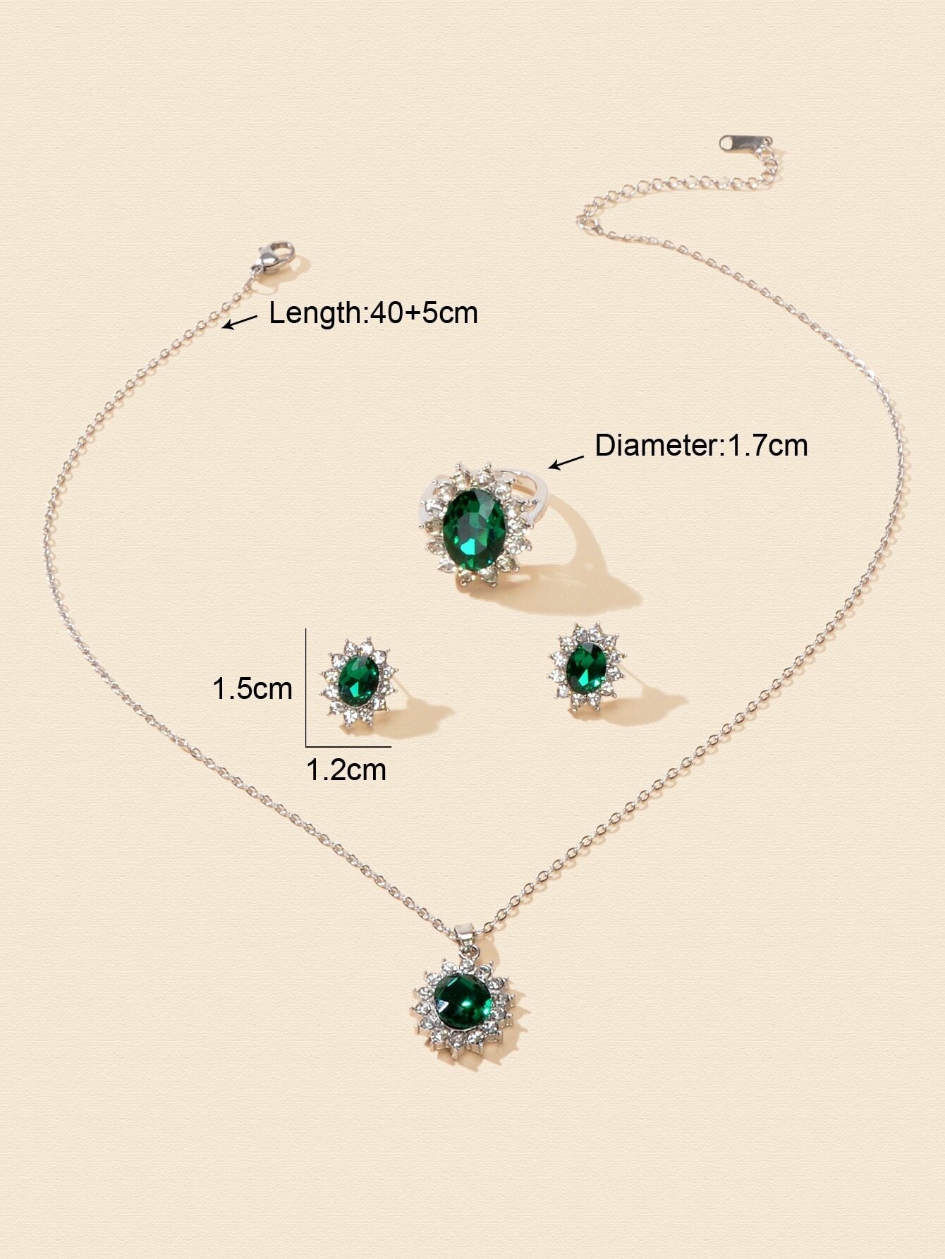 3Pcs/Set Glamorous Cubic Zirconia Water-Drop Decor Jewelry Set for Women for Daily Decoration
