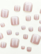 Transform Your Nails with 24Pcs Medium Square Glitter Ombre Fake Toenail & 1Pc Nail File & 1Sheet Tape
