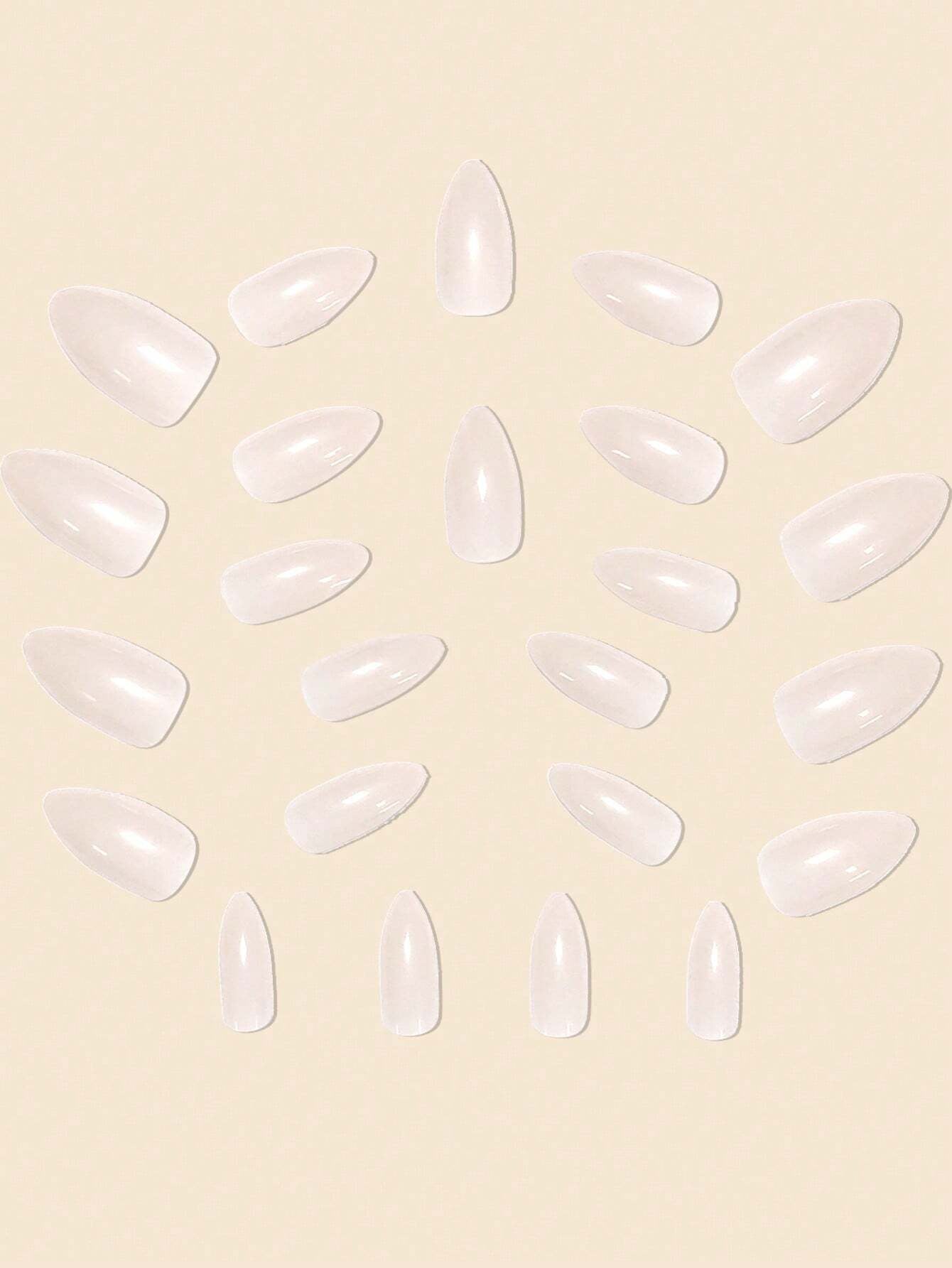 24Pcs/Set Water Drop Shaped False Nails with Blue and White French Manicure Style, Almond Shape with Pointed Tips, Including Jelly Glue and Nail File