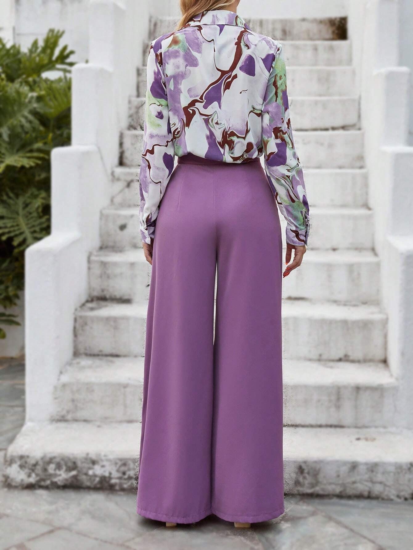 Privé Graphic Print Shirt & Wide Leg Pants