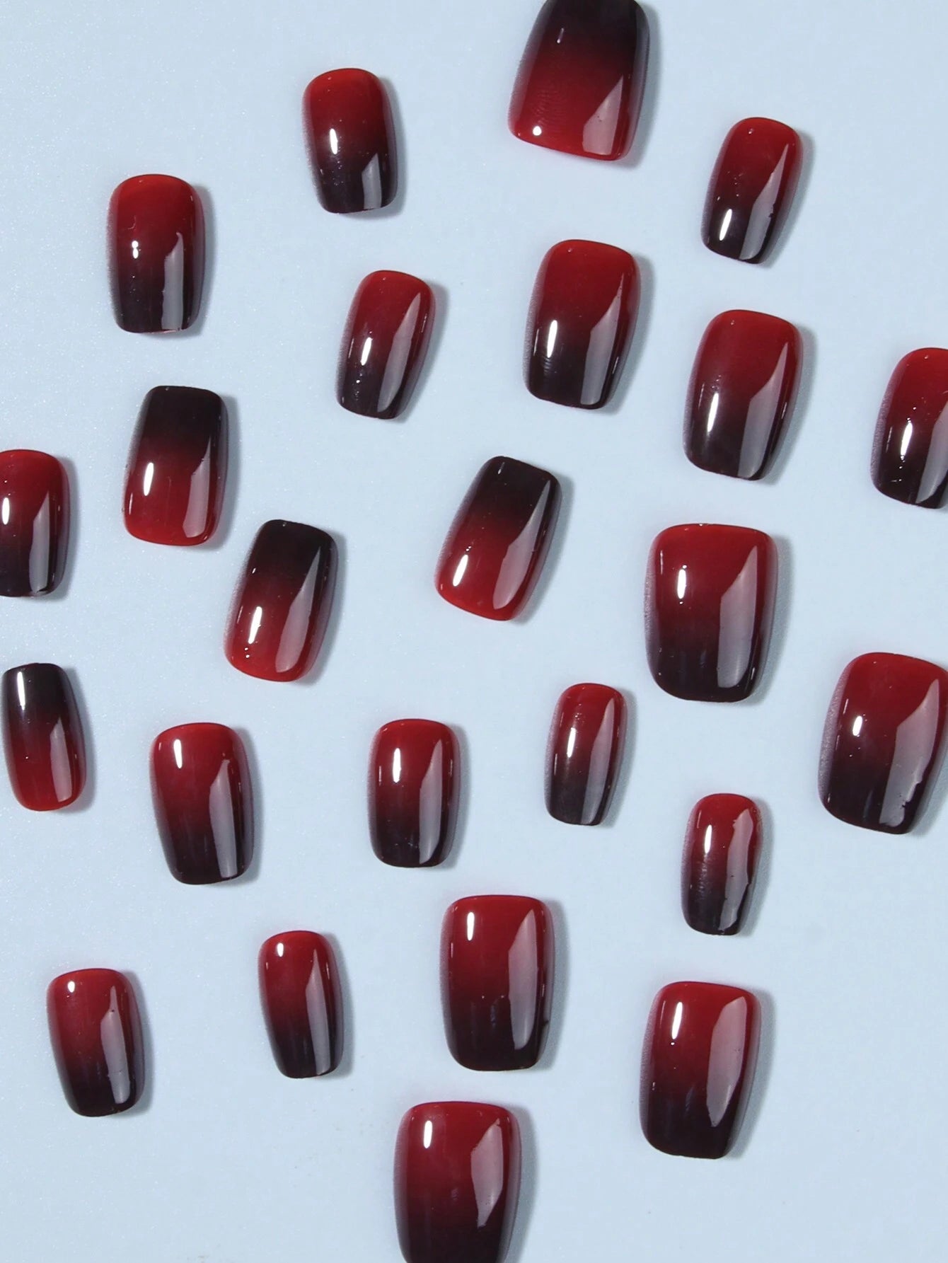 Elevate Your Style With,24Pcs Short Square Black Gradient Gradation Design Fake Nail Set,Contain 1Pcs Jelly Glue and 1Pcs Nail File, for Daily Wear by Women and Girls