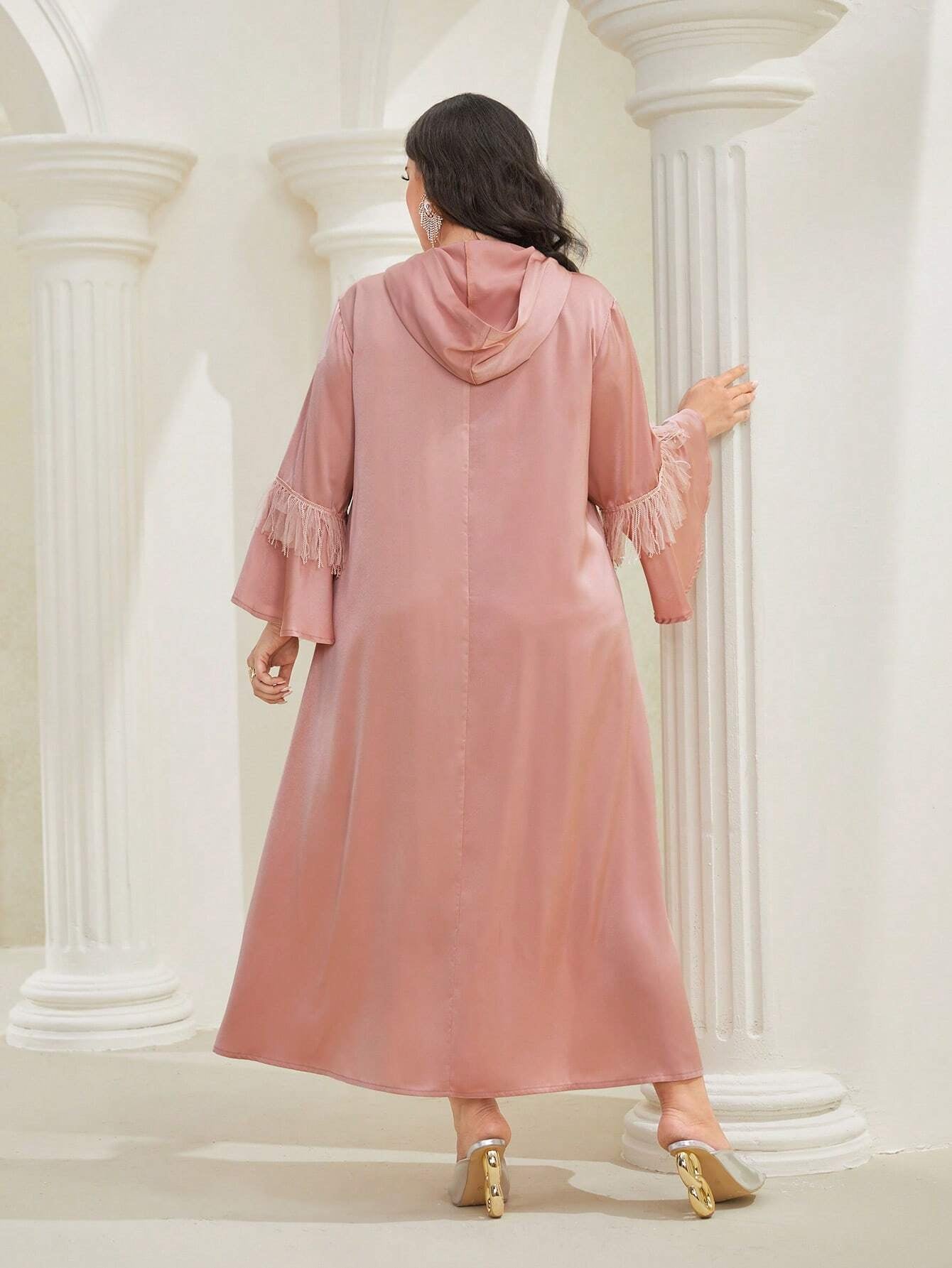 Najma plus Flounce Sleeve Hooded Dress