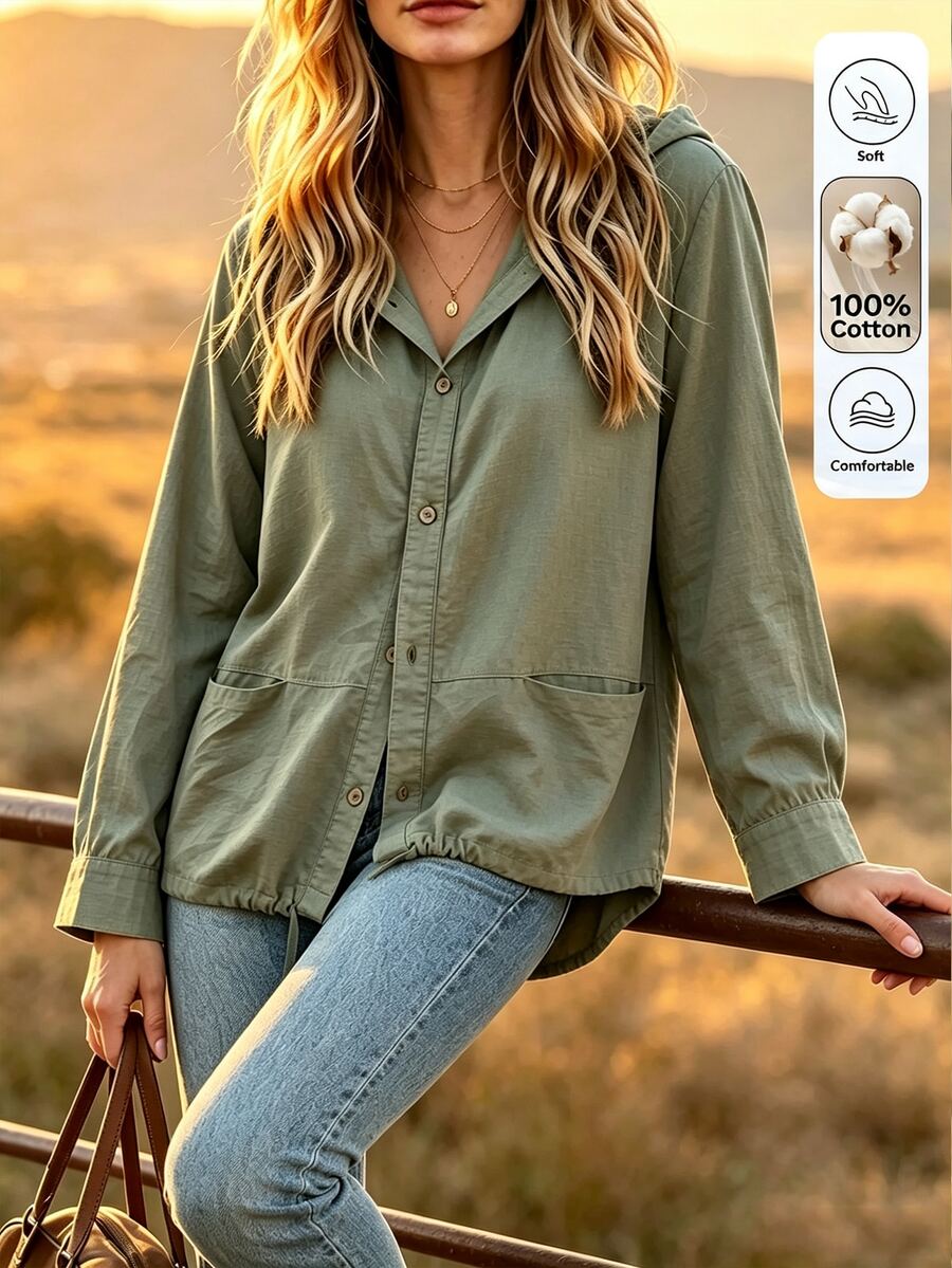 SHEIN Louniche جاكيت نسائي مريح بلون أخضر