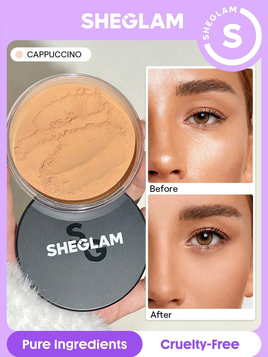SHEGLAM بودرة تثبيت مخبوزة للتحكم في الزيت وخالية من المسام