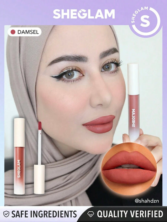 SHEGLAM أحمر شفاه سائل فاتح مطفي - دامسل الطويل الأمد عالي الصباغة مغذي بزيت دوار الشمس