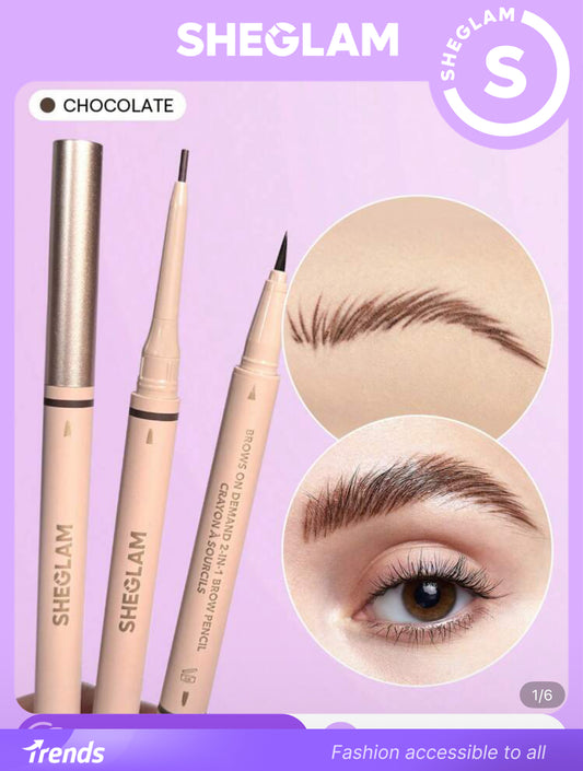 SHEGLAM Chocolate قلم حواجب بلون شوكولاتة بتصميم 2 في 1