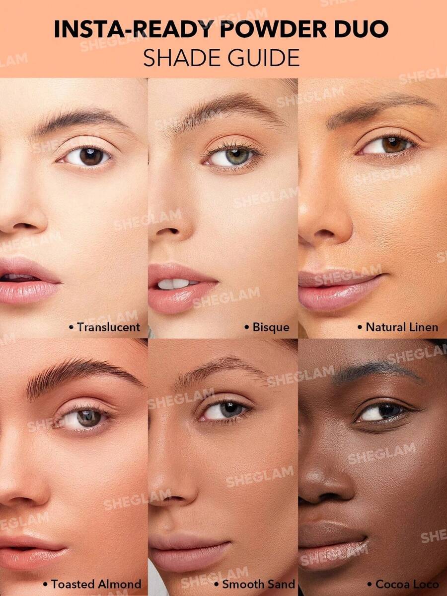 SHEGLAM بودرة تثبيت الوجه وتحت العين 2 في 1 شفافة وغير لامعة
