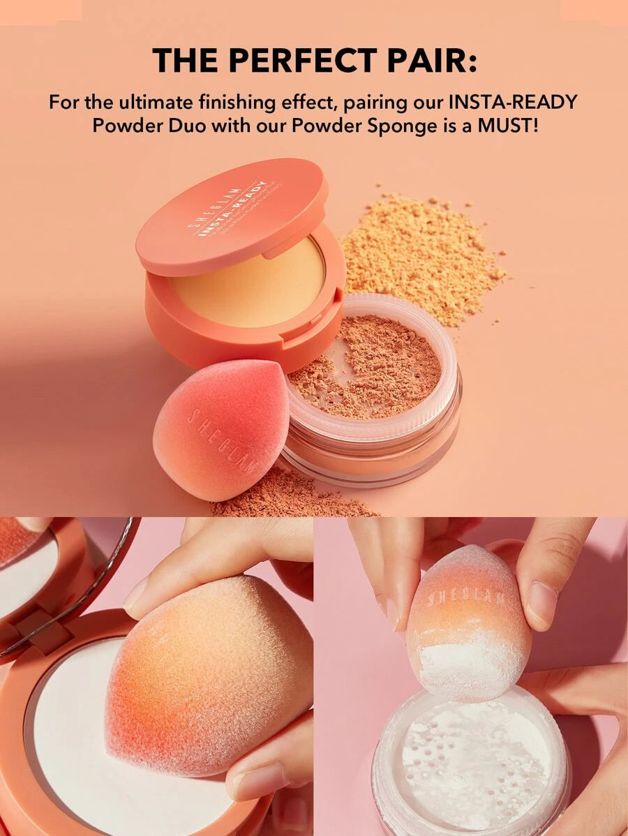 SHEGLAM بودرة تثبيت الوجه وتحت العين 2 في 1 شفافة وغير لامعة