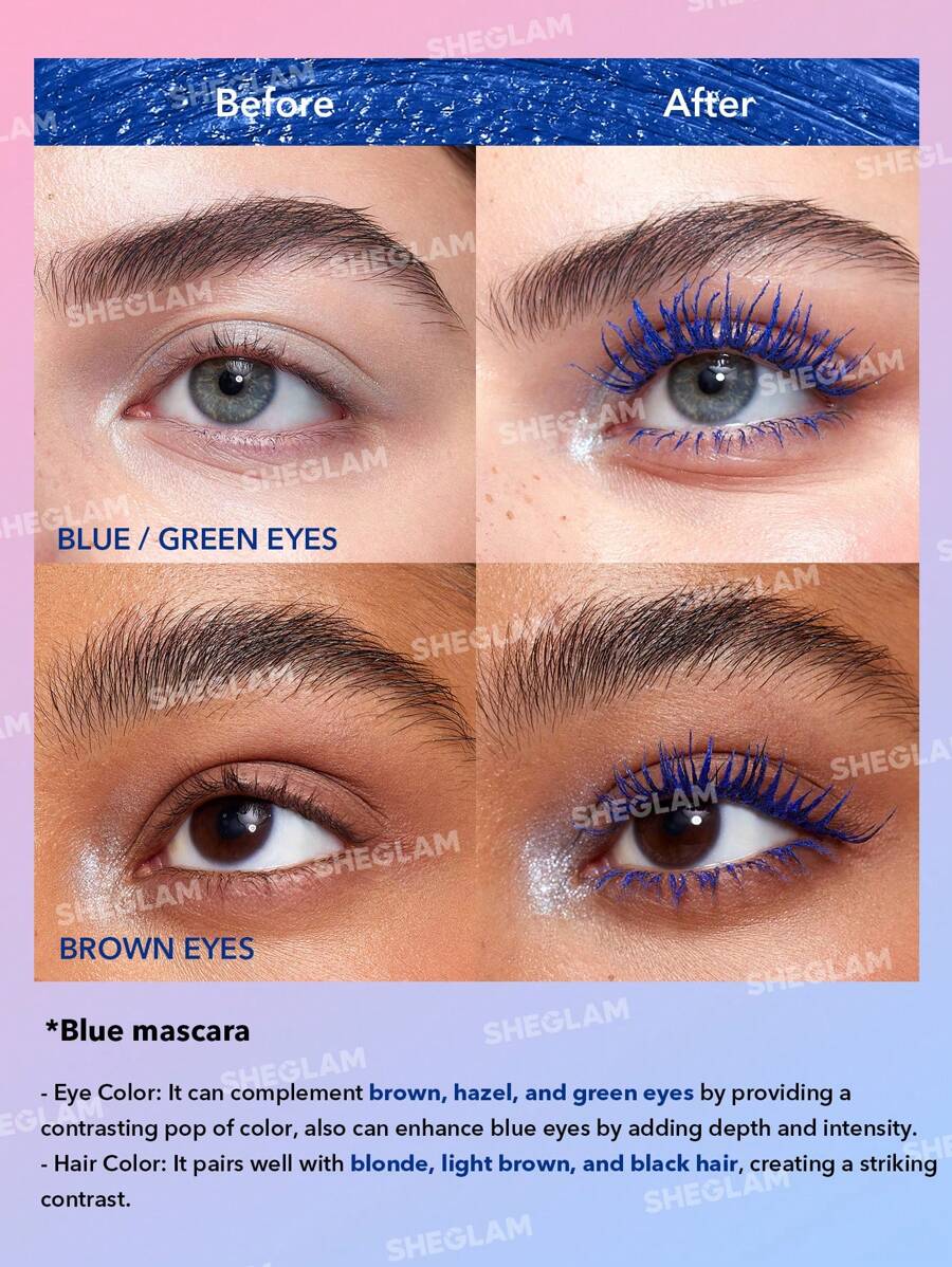SHEGLAM ماسكارا All-In-One Volume & Length-Waterproof Blue