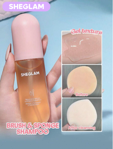 SHEGLAM Fresh Sesh منظف فرش مكياج وردي وإسفنجة
