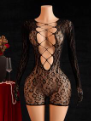 SHEIN ChaseTheNight جمبسوت بطبعة جلد الفهد بأكمام طويلة وظهر مكشوف