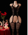 SHEIN ChaseTheNight بودي ستوكينج شبكي برقبة هالتر بتصميم مفرغ