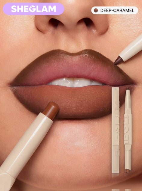 SHEGLAM Deep Caramel  قلم أحمر شفاه وآيلاينر 2 في 1