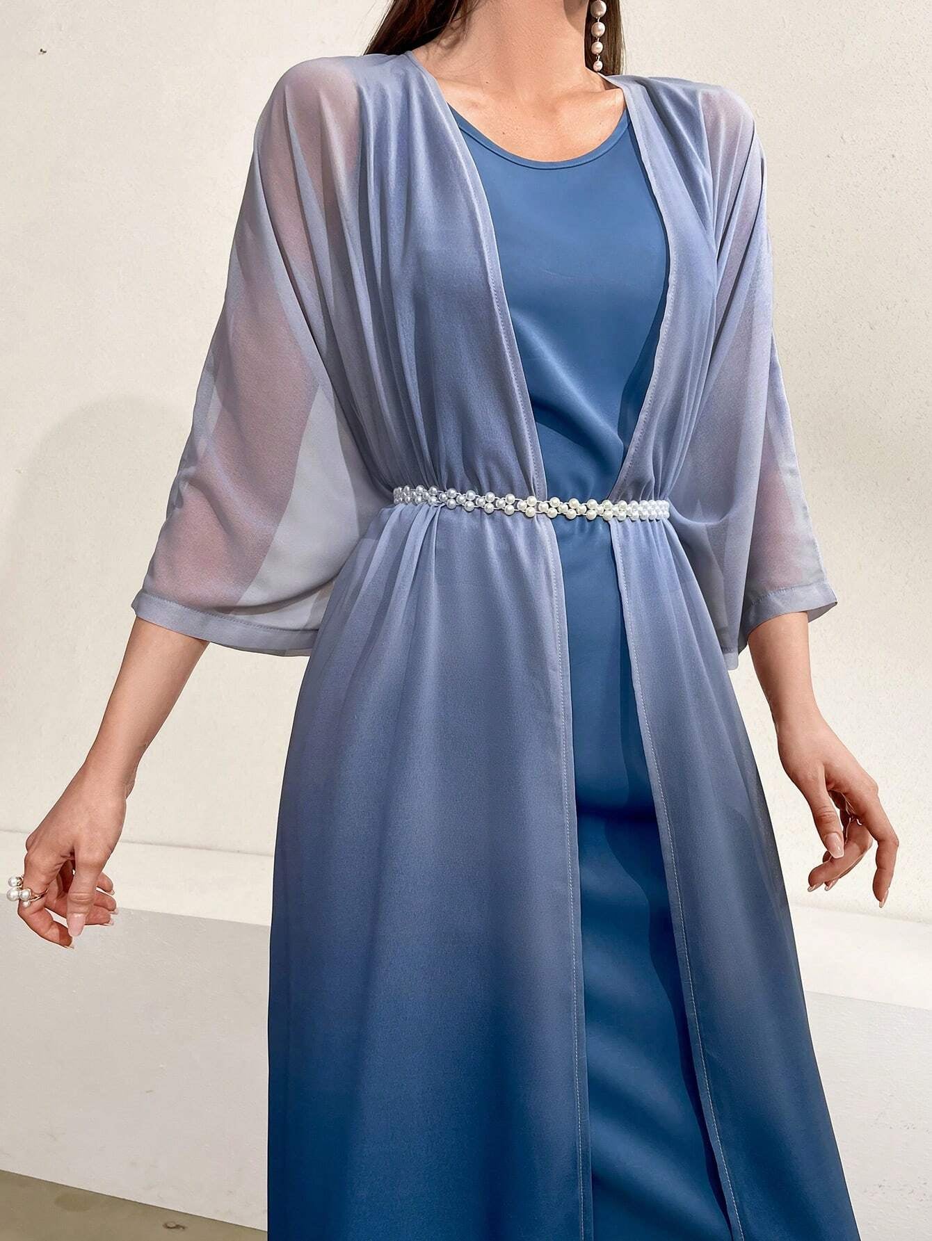 Modely Women'S 3/4 Sleeve Coat and Sleeveless Dress 2Pcs/Set