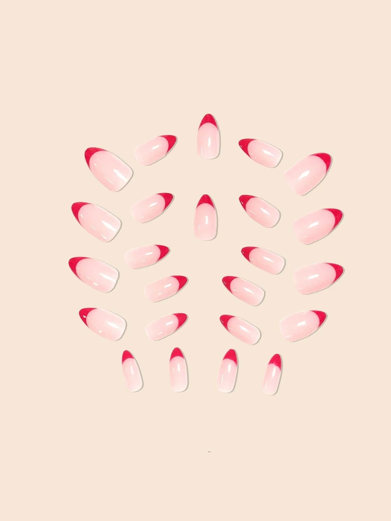 24Pcs False Nails in Waterdrop Shape, Black French Manicure with Small Flowers & Pointy Almond Shape +Jelly Glue + Nail File