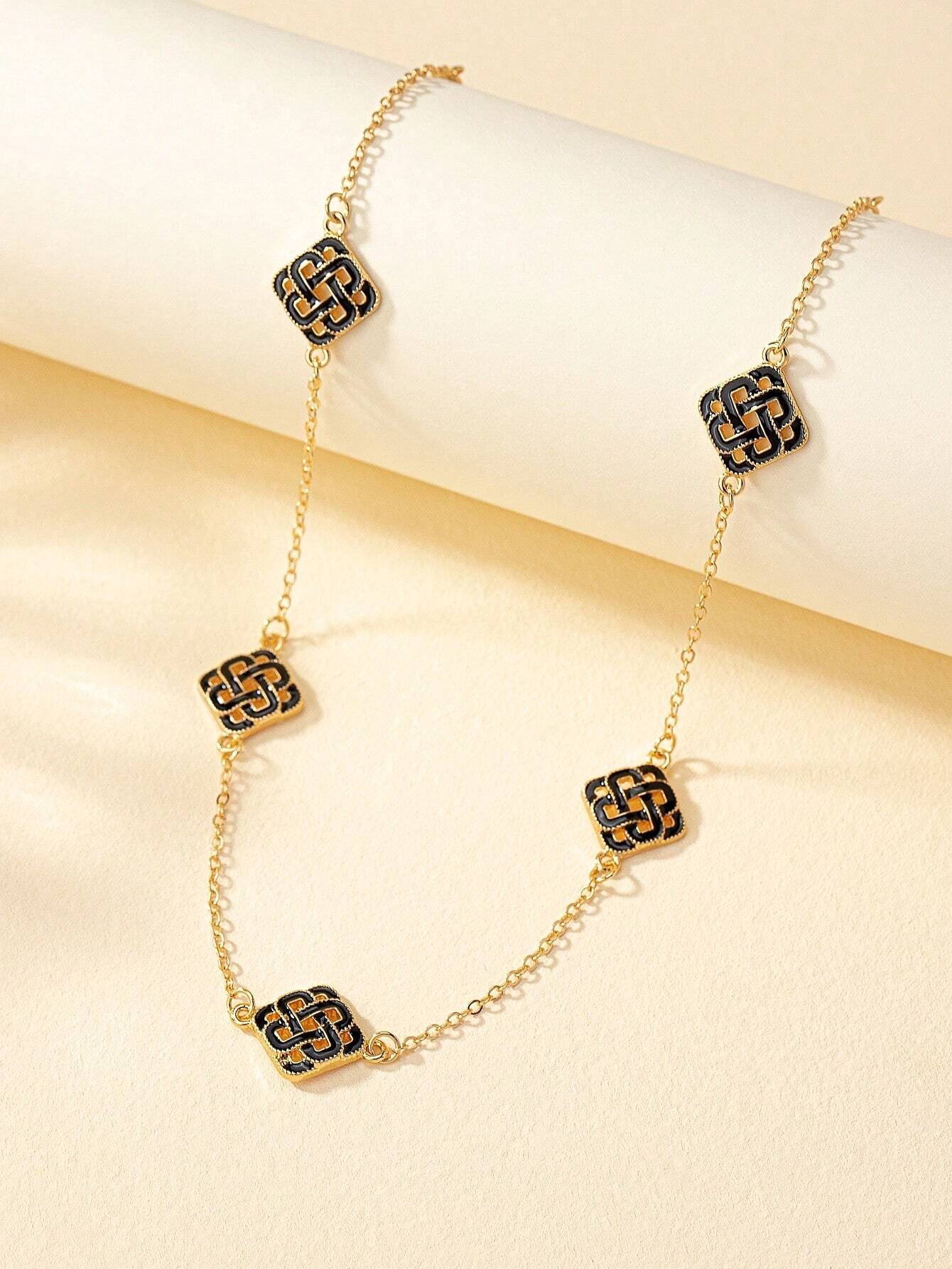 1Pc Fashion Iron Alloy Geometric Decor Long Necklace for Women for Daily Life