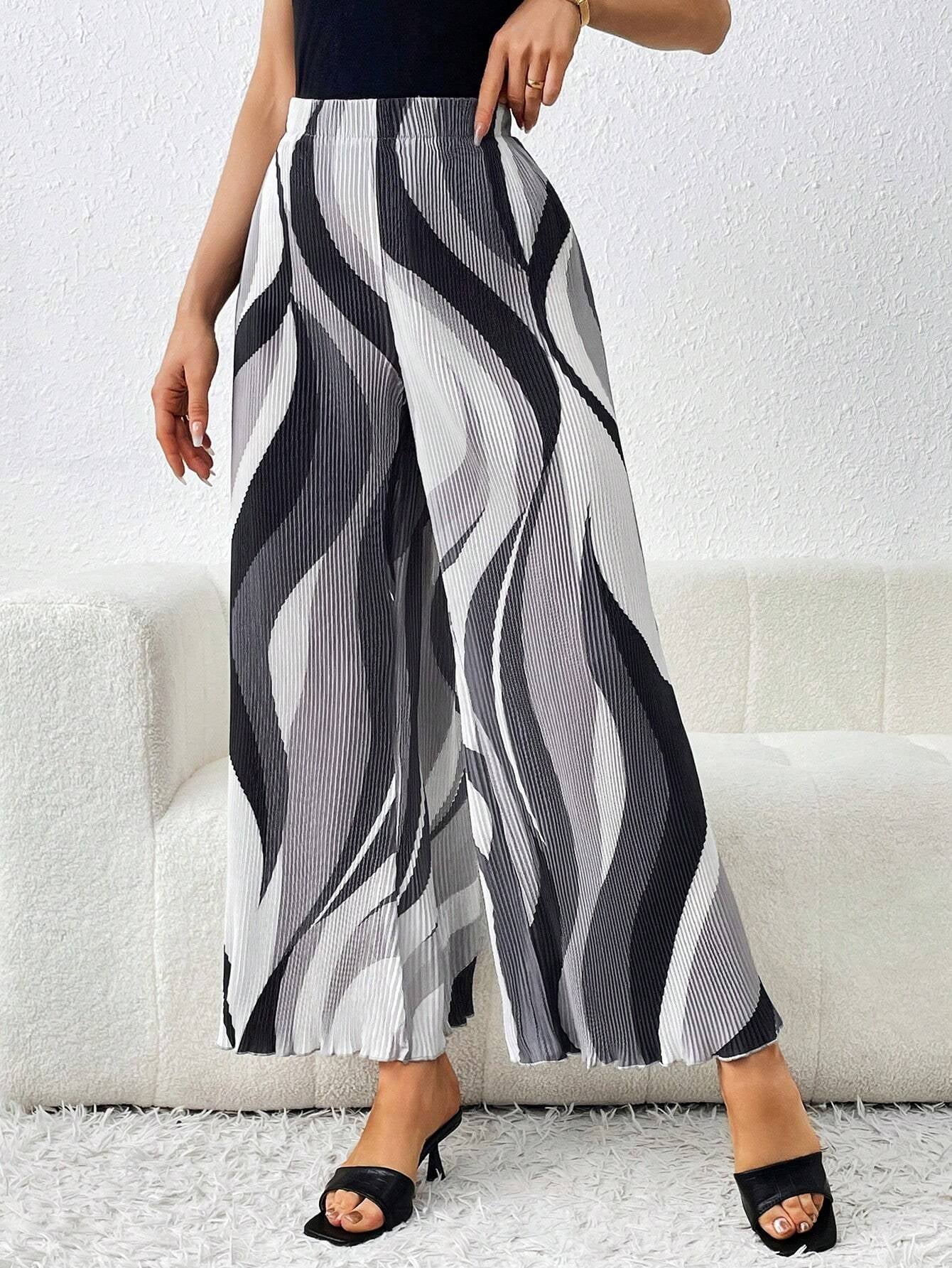 Essnce Women'S Wave Printed Wide Leg Pants