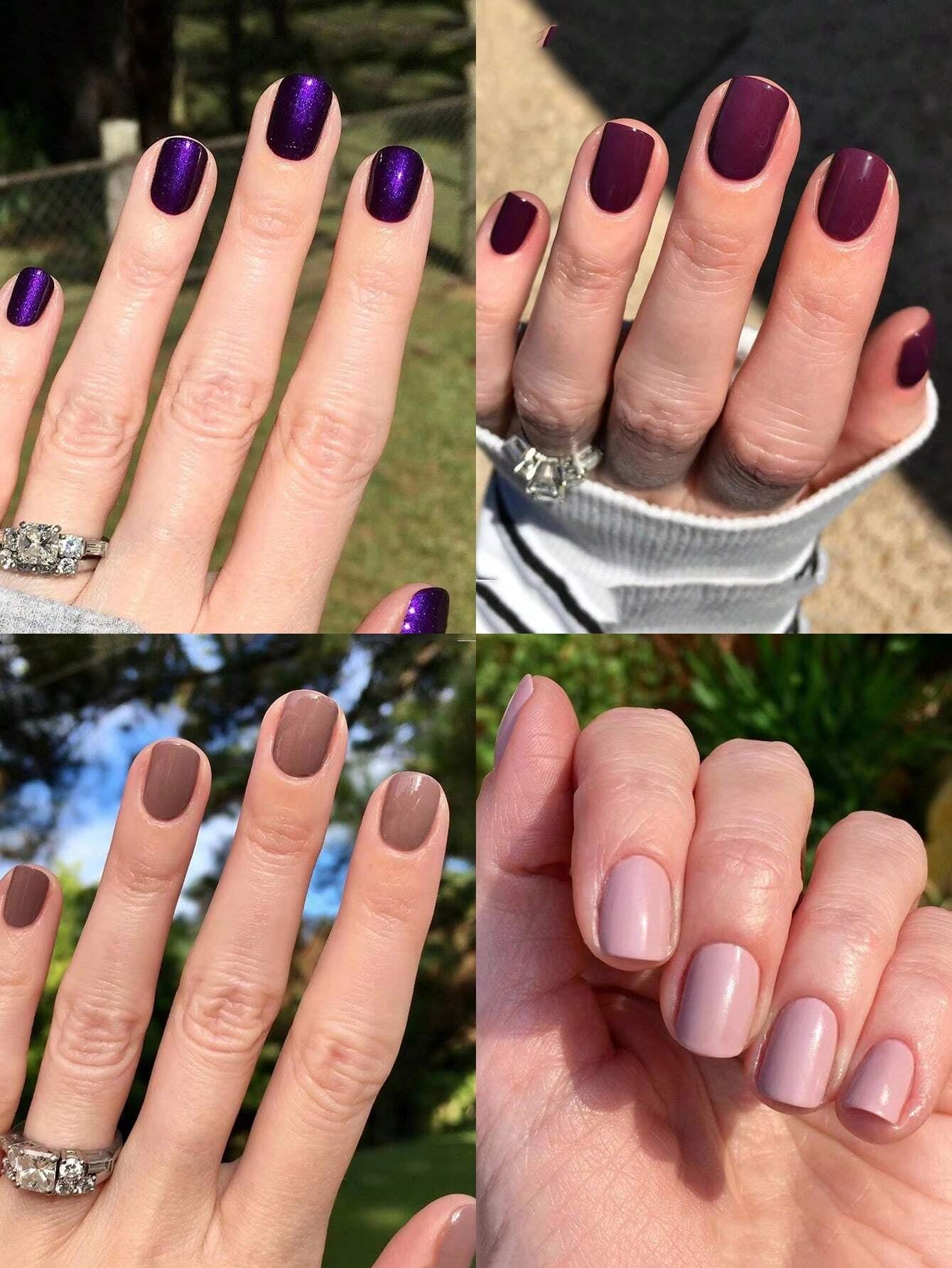 4 Colors (96 Pcs) Square Shape Press Nails Medium Size False Nails Brown Series Fake Nails Acrylic Faux Gloss Design Nails Full Coverage Nails for Women and Girls as Gifts