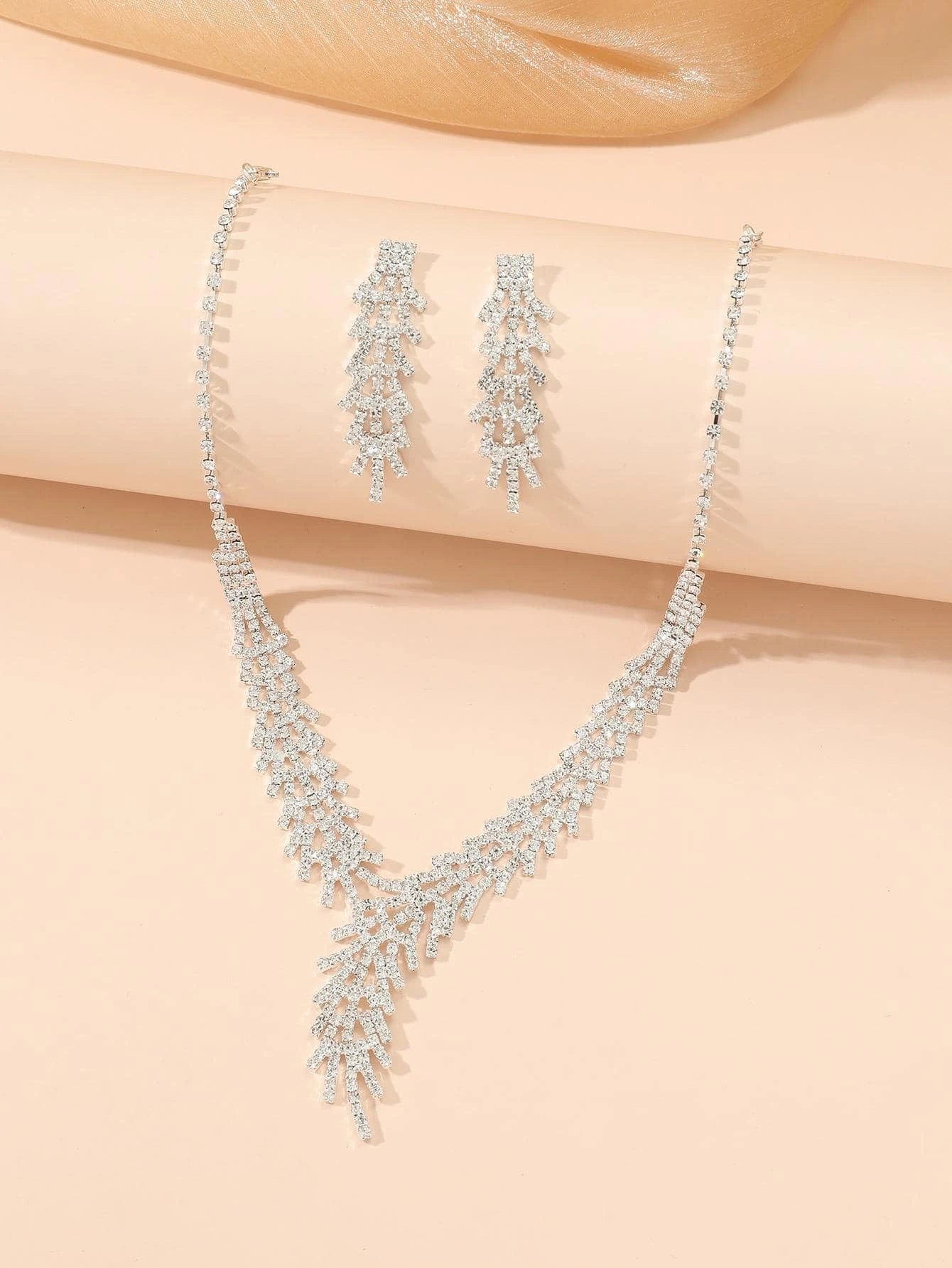 3Pcs/Set Rhinestone Decor Jewelry Set