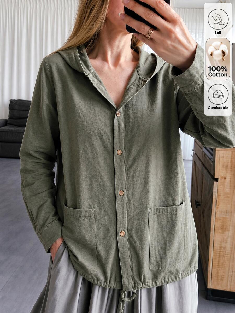 SHEIN Louniche جاكيت نسائي مريح بلون أخضر