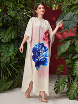 Najma Floral Printed Batwing Sleeve Dress